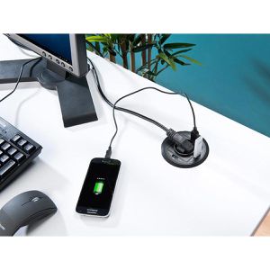 Produktbild für Einbausteckdose Böttcher-AG schwarz, mit 1,8 m Kabel