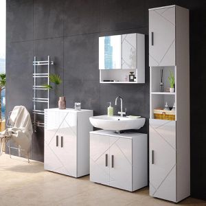 Produktbild für Badschrank Vicco Irma, 4 Füße, weiß hochglanz