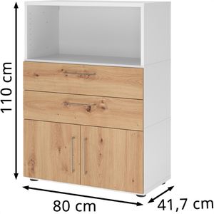 Produktbild für Kombischrank Hammerbacher FW38K1, weiß / asteiche