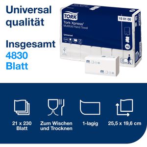 Produktbild für Papierhandtücher Tork Xpress Multifold, 150100, H2, 1-lagig