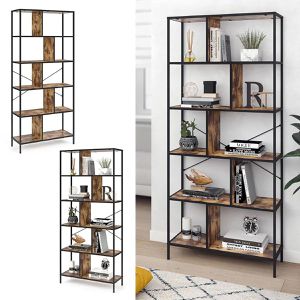 Produktbild für Bücherregal Vicco Fyrk, schwarz / dunkelbraun