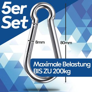 Produktbild für Karabinerhaken GARSIDURO KH-W5-08080-5, Edelstahl