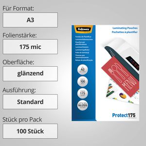Produktbild für Laminierfolien Fellowes 53088, DIN A3