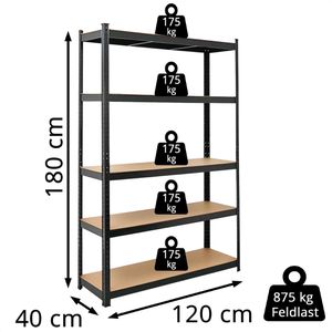 Produktbild für Schwerlastregal PROREGAL Ragnar, 5 Holzböden