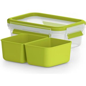 Emsa Lunchbox Clip und Go 518102 Kunststoff, Snackbox, auslaufsicher, mit 2 Einsätzen, 550 ml