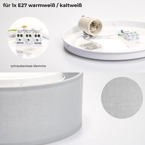 Produktbild für Deckenleuchte EinLicht Fabric, grau, E27-Fassung
