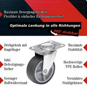 Produktbild für Möbelrolle PRIOstahl mit Anschraubplatte, 4 Stück