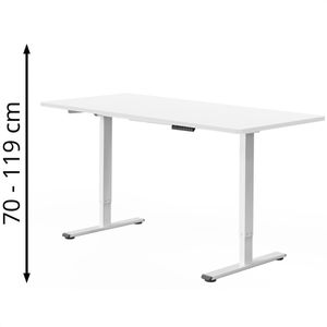 FlexiSpot Schreibtisch E1W Pro, weiß / weiß, elektrisch höhenverstellbar, 160 x 70-119 x 80 cm