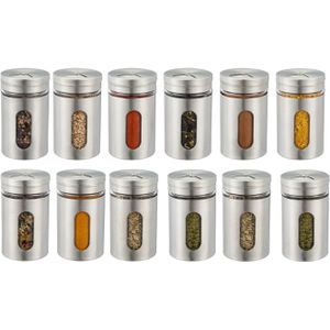 Produktbild für Gewürzgläser Relaxdays aus Glas, mit Edelstahlmantel &amp; -deckel