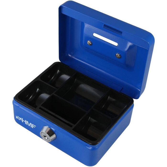 HMF Geldkassette 10212205 Kinderkassette blau 12 5 x 6 x 9cm 5 Münzfächer mit Münzeinwurf