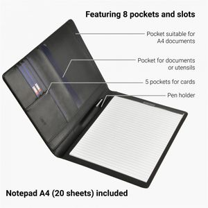 Produktbild für Schreibmappe DESQ 3690 Business Classy, schwarz, Echt Leder
