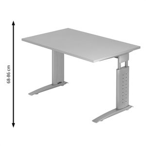 Produktbild für Schreibtisch Hammerbacher U-Serie, lichtgrau / silber