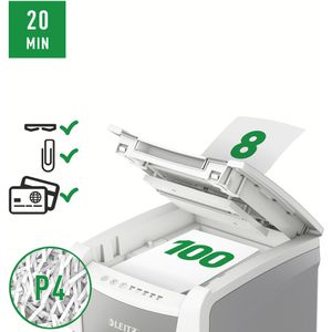 Leitz Aktenvernichter IQ Small Office 100, 8011, Partikelschnitt 4 x 28mm,  100 Blatt, P4, Autofeed – Böttcher AG