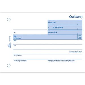 Produktbild für Quittungsblock Zweckform 1250, Recycling, MwSt. separat