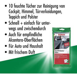 Produktbild für Reinigungstücher Sonax 04159000 InnenReinigungs Tücher, feucht