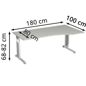 Produktbild für Schreibtisch Geramöbel Flex S-617305-LS, lichtgrau / silber
