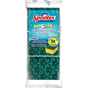 Spontex Spülschwamm Mosaik Reinigungsschwämme, GriffrilleundScheuerseite, farbig sortiert, 3 Stück , 3 Stück