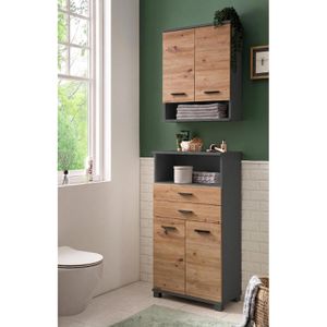 Produktbild für Bad-Hängeschrank Schildmeyer Palermo 157641, eiche / anthrazit