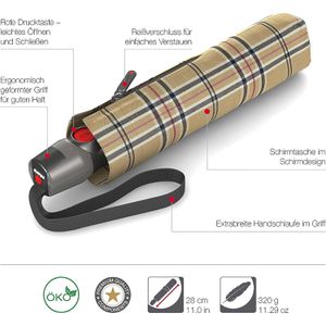 Produktbild für Regenschirm Knirps T.200 M Duomatic, check beige, sturmfest