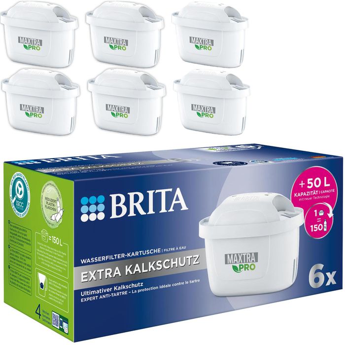Brita Filterkartusche Maxtra – Extra für Tischwasserfilter, Kalkschutz, Stück Böttcher 6 AG Brita Pro