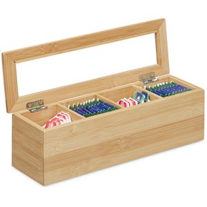 Teebox Relaxdays 10020542, für Teebeutel, natur, aus Bambus