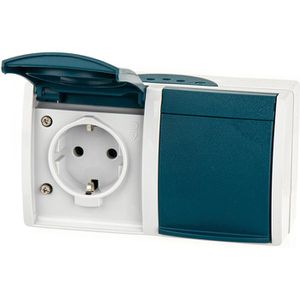 Steckdose Busch-Jaeger Ocean 20/2 EW-53, IP44, Aufputz