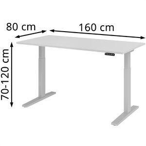 Produktbild für Schreibtisch Hammerbacher XMKA 16, lichtgrau / silber