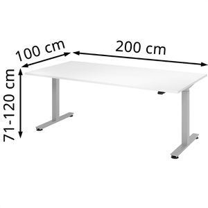 Produktbild für Schreibtisch Hammerbacher XMST 2E, weiß / silber