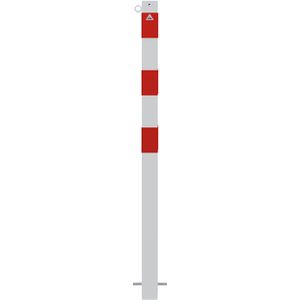 Absperrpfosten Schake 470B/1, 1 Öse, rot/weiß, aus Metall