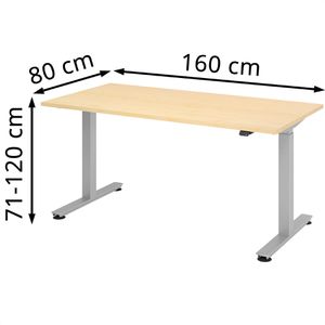 Produktbild für Schreibtisch Hammerbacher XMST 16, ahorn / silber