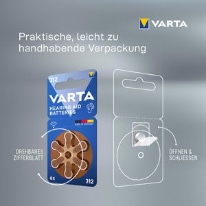 Produktbild für Hörgerätebatterie Varta 312