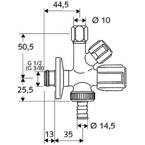 Produktbild für Eckventil SCHELL Kombi Comfort, 2 Geräteanschlüsse