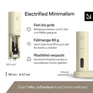 Produktbild für Gewürzmühle LARS-NYSØM Spaending Almond Beige mit Licht 19,1cm