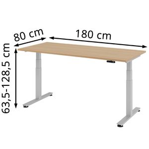 Produktbild für Schreibtisch Hammerbacher XDSM 19, eiche / silber