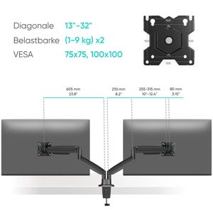 Produktbild für Monitorhalterung Onkron G200-B, VESA 75x75 &amp; 100x100 mm