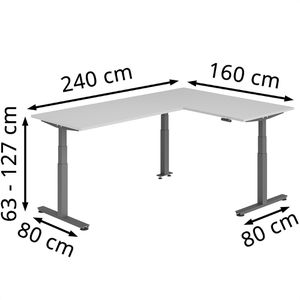 Produktbild für Schreibtisch Hammerbacher XDSMW, lichtgrau / graphit