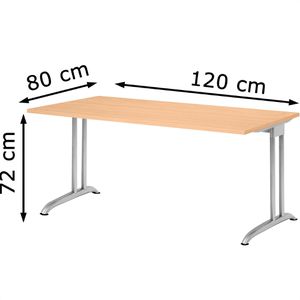 Produktbild für Schreibtisch Hammerbacher B-Serie, buche / silber