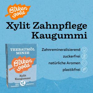Produktbild für Kaugummis Birkengold Natur, Teebaumöl &amp; Minze