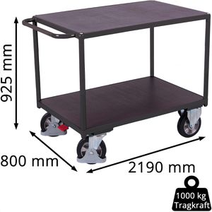 Produktbild für Tischwagen VARIOfit sw-800.514/AG, aus Metall &amp; Holz