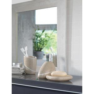 Produktbild für Zahnputzbecher Spirella Etna, beige, aus Kunststein
