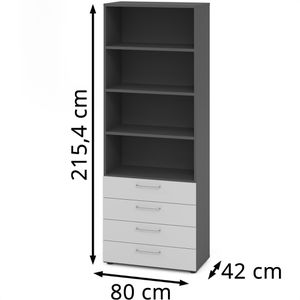 Produktbild für Kombischrank Hammerbacher Serie 9 Advanced, grau / graphit