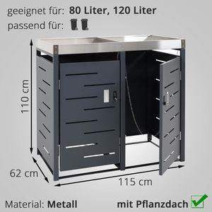 Produktbild für Mülltonnenbox Mendler HWC-H40, Metall
