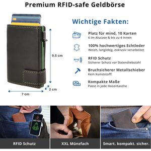 Produktbild für Kreditkartenetui SecWal Echt Leder grün/schwarz, für 10 Karten