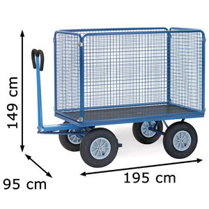 Produktbild für Handwagen Fetra 6445L, mit 4 hohen Gitterwänden