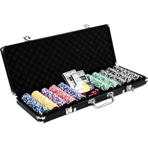 Pokerkoffer Nexos Black Edition, Laser-Chips mit Wertaufdruck