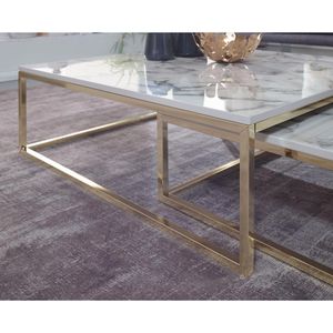 Produktbild für Couchtisch Wohnling WL6.246, aus Holz / Metall,weiß marmoriert