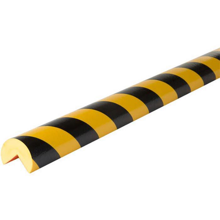 Knuffi Schutzprofil Typ A, Kreis, selbstklebend, 1m Länge, schwarz / gelb,  40 x 40mm, Kantenschutz – Böttcher AG