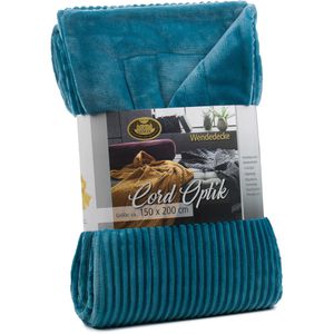 Produktbild für Kuscheldecke Gözze Cord Optik, 40067-54, petrol