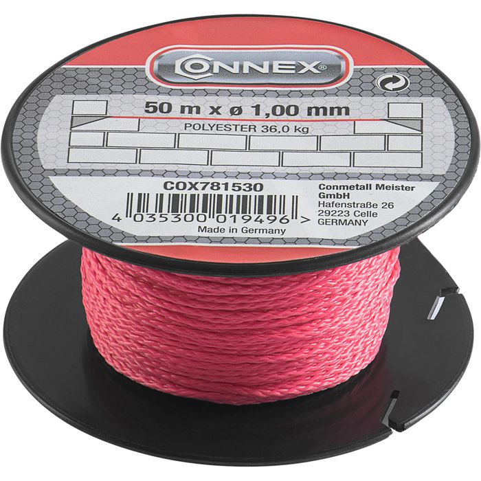 Connex Maurerschnur COX781530, 50m, Ø Polyester, AG pink geflochtenes 1mm, Böttcher –