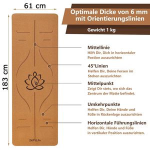 Produktbild für Yogamatte DH-FitLife Lotus, mit Tragegurt, braun, 0,6 cm stark